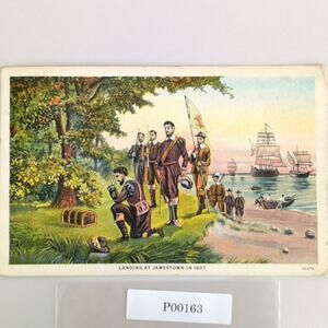 Vintage Landing At Jamestown Virginia Linen Postcard 1941 Artwork